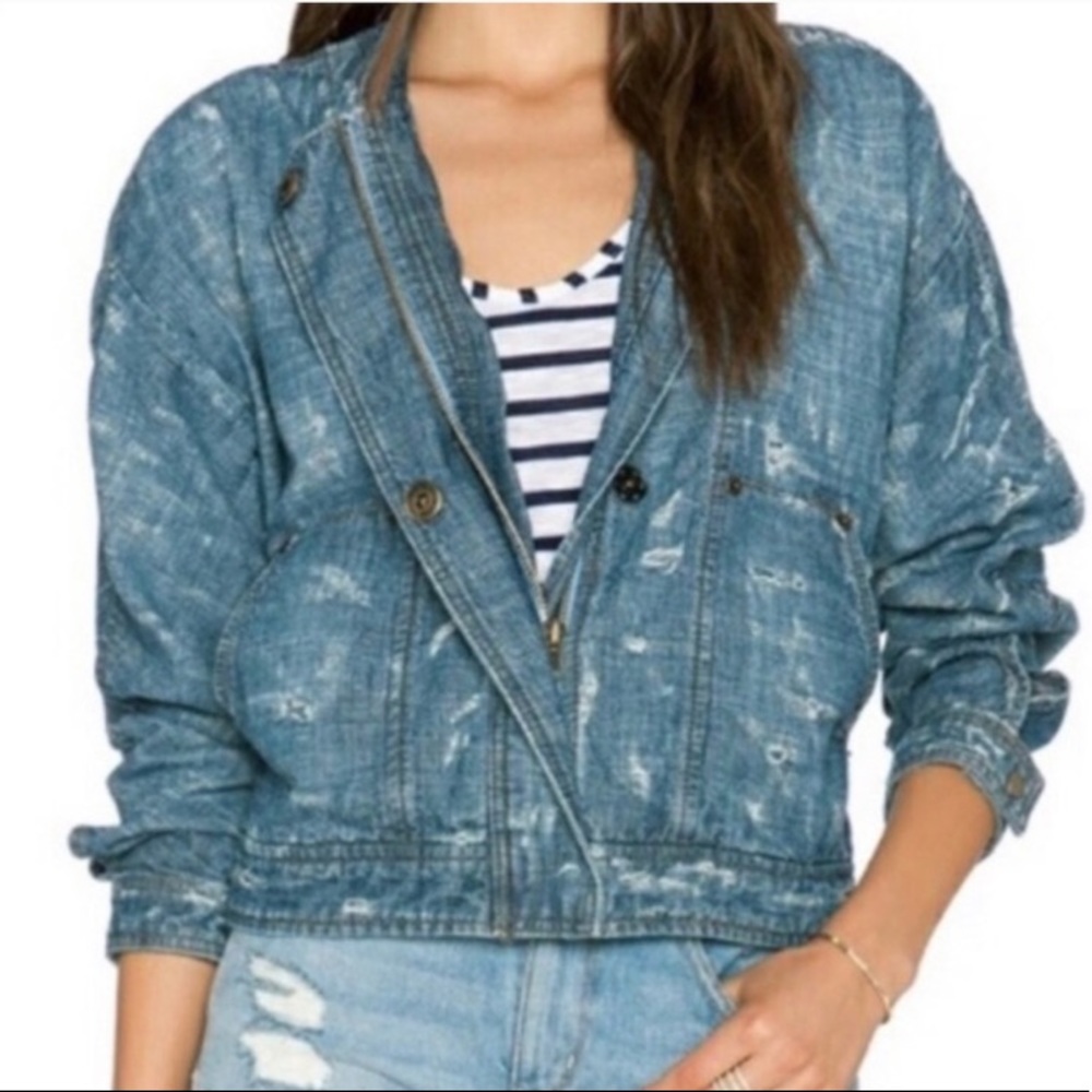 Free People Distressed Tennis Jacket